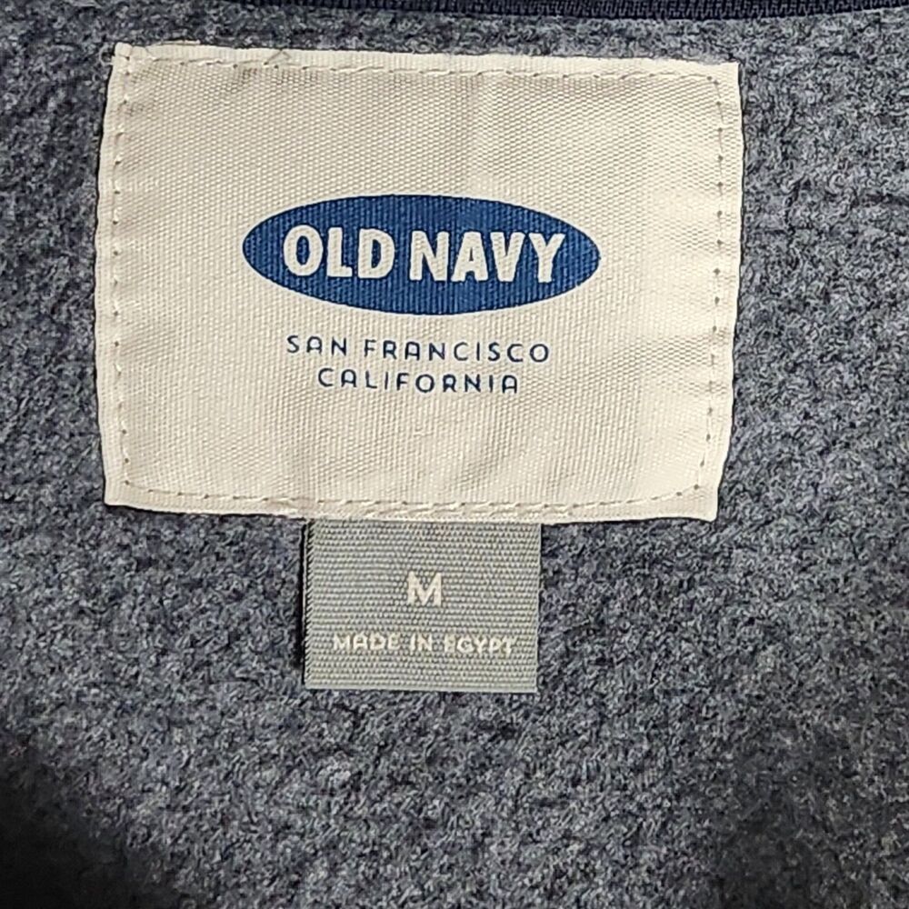 Old Navy Mens Medium Gray Navy 1/4 Zip Fleece Pullover Sweater M - Picture 6 of 8